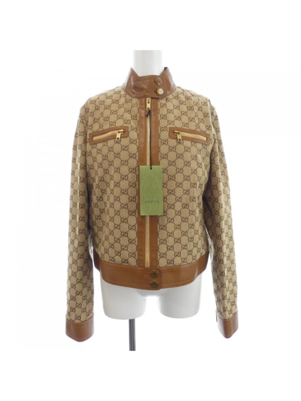 Gucci Leather Trim GG Canvas Jacket
